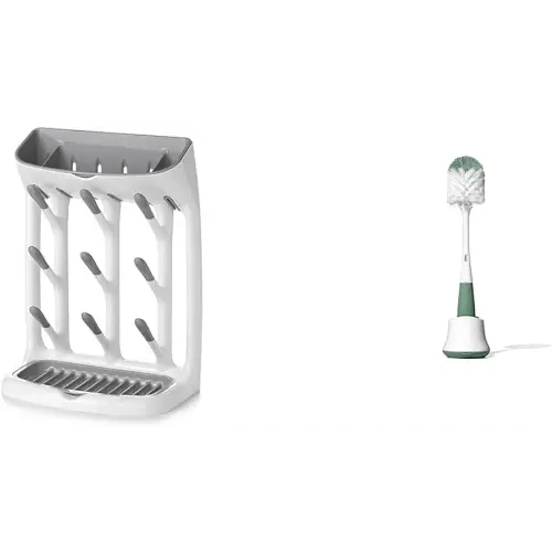 OXO Plastic Drying Rack and Bottle Brush for Baby Bottles