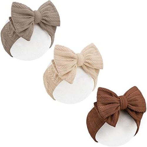 3Pcs Khaki Baby Headbands Baby Girl Newborn Essentials Wheat Pattern Beige Bows Hair Accessories for Girls Newborn Girl Clothes