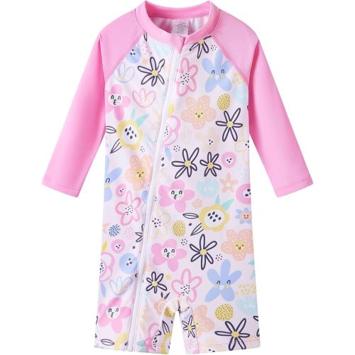 UMELOK Baby Girls' One Piece Swimsuit Full Zip UPF 50+ Sun Protection Swimwear Rash Guard Swim Suit