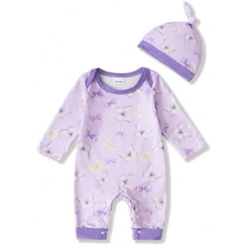 Baby Girl Clothes Newborn Girl Outfit Infant Romper Jumpsuit Matching Hat Set Preemie Newborn 0 3 6 12 Months