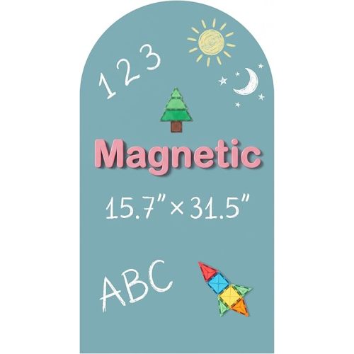 Magnetic Arch Wall Decal: Small 15.7" x 31.5" Vinyl Peel and Stick Chalkboard for Playroom Classroom Bedroom - Montessori Drawing Board for Toddlers Ages 1–3 & Kids Ages 4–8 (Celadon)