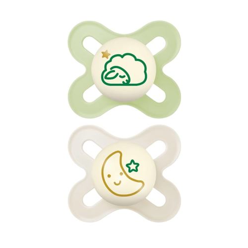 MAM Original Start Night Baby Pacifiers, Binky for 0-3 Months, BPA-Free Silicone Nipple, Easy to Clean, Best for Newborn Babies, Developed with Medical Experts, 2 Count Binkies with Sterilizer Case