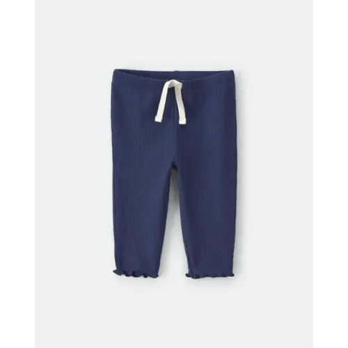 Baby Girl Pull-On Ribbed Leggings - Navy Blue | Carter's