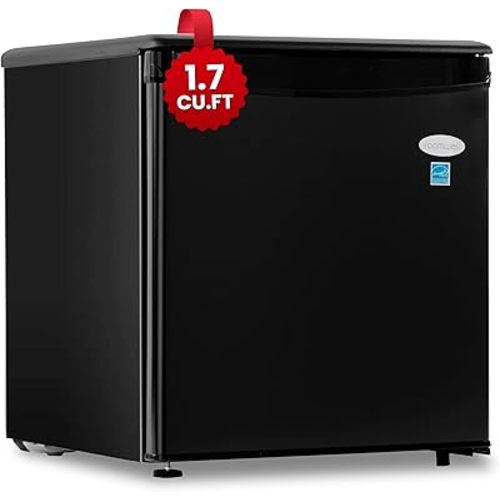 ROOMWELL E-Star 1.7 Cu Ft Mini Fridge for Office, Compact Black Small Refrigerator Without Freezer Automatic Defrost With Integrated Door Handle, 37 dB Countertop Fridge Quite, Ideal for Bedroom, Dorm