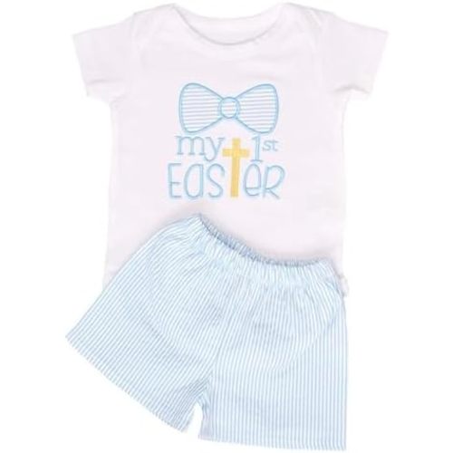 Baby Boys Girls 2pc Outfit Set Short Sleeve Bodysuit with Shorts