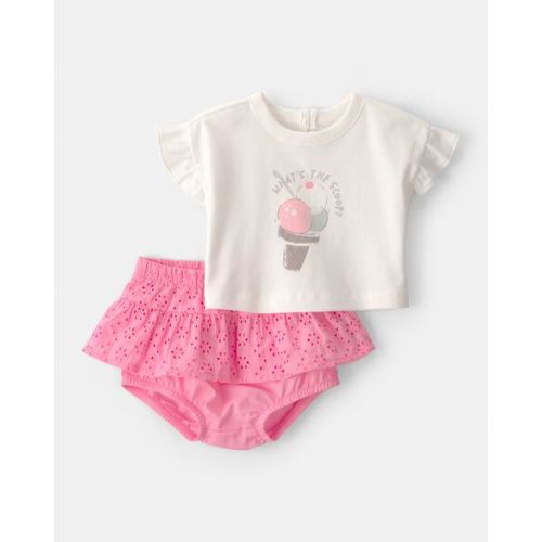 Baby Girl 2-Piece Ice Cream Top & Short Set - Pink | Carter's