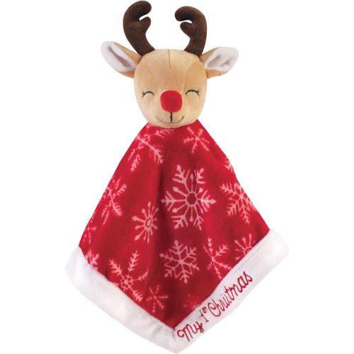 Hudson Baby Unisex Baby Animal Face Security Blanket, Reindeer, One Size