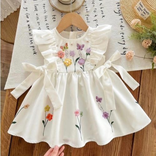 LMoss Kids Baby Girls Floral Pattern Ruffle Collar Casual Knit Dress | SHEIN USA