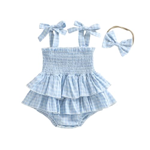 Ledy Champswiin Newborn Baby Girl Summer Clothes Plaid Ruffle Bodysuits Onesie Infant Girl Romper Dresses Sleeveless Outfit
