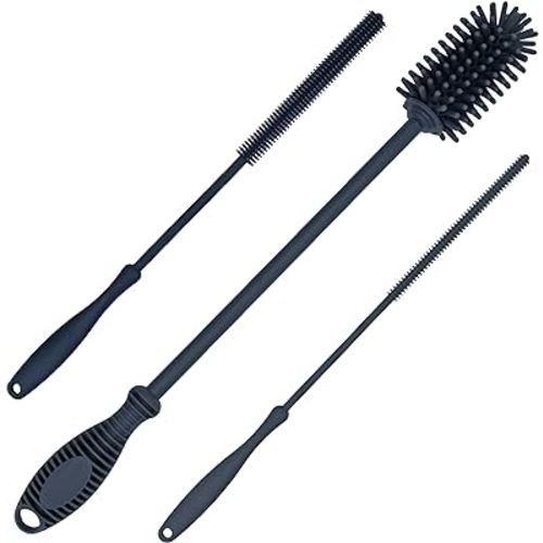 12.5" Silicone Bottle Brush & Straw Cleaner Brush Set, Bottle Cleaner Brush for Hydro Flasks, Sports Bottles & Reusable Straws, Water Bottle Brush Cleaner for Narrow Neck Containers