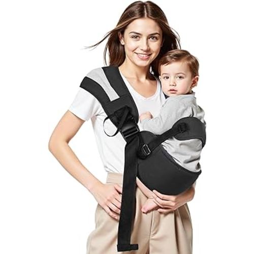 Toddler Carrier Sling for Newborn to Toddler, Ring Sling Baby Carrier 15–55 lbs with Breathable & Anti-Slip Seat Cushion for Comfort, Lightweight Travel-Friendly (Black)