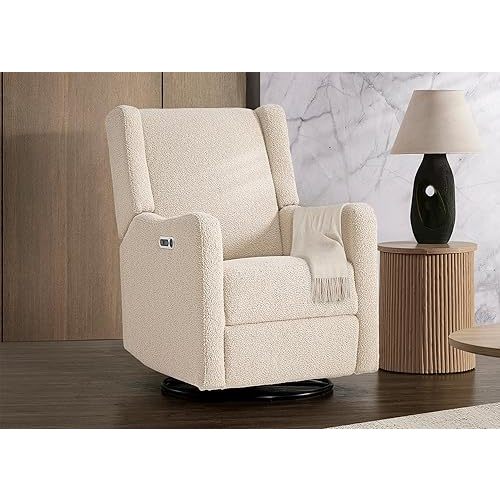 Delta Children Mercer Electronic Power Recliner and Swivel Glider with USB-A and Type-C Ports - Greenguard Gold Certified - Stain-Resistant Performance Fabric is Oeko-TEX Standard 100 Certified, Shell