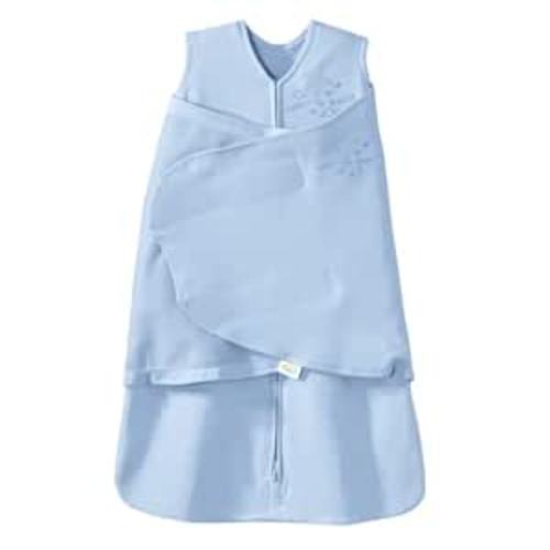 HALO 100% Cotton Sleepsack Swaddle, 3-Way Adjustable Wearable Blanket, TOG 1.5, Baby Blue, Newborn, 0-3 Months