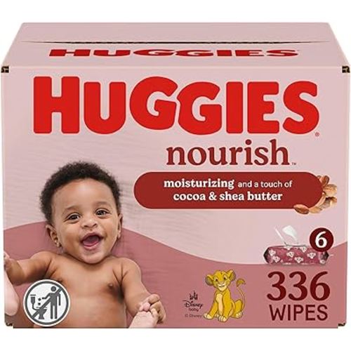 Huggies Nourish Scented Baby Wipes, 6 Push Button Packs (336 Wipes Total)
