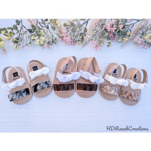 Cowhide Baby Sandals - Cowgirl Baby Shower