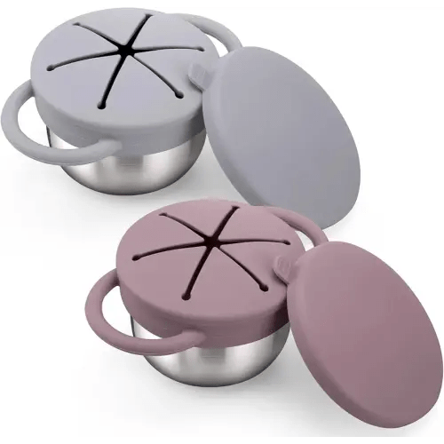 BUSOHA 2 Pack 9 oz Spill Proof Stainless Steel Toddler Snack Cups