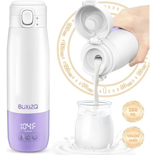 Portable Bottle Warmer for Travel,Portable Milk Warmer for Baby-12oz Ceramic Heater Heating,Fast Charging & Cordless Portable Baby Bottle Warmer -Dual Heating Modes for Breast Milk & Water,Purple
