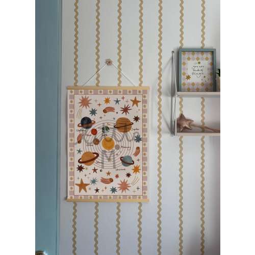 Portrait Solar System wall banner with pink border 50x70cm