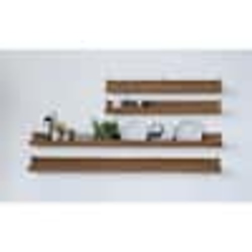 Storied Home 60 in. W x 5 in. D Brown Handwoven Rattan Wood Decorative Wall Shelf DA8751