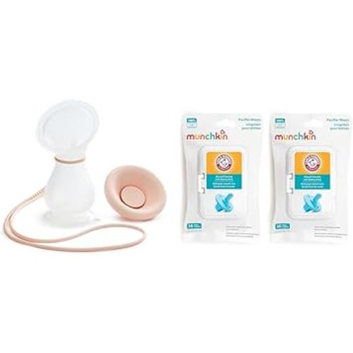 Munchkin Manual Silicone Breast Pump and 72 Cleaning Wipes