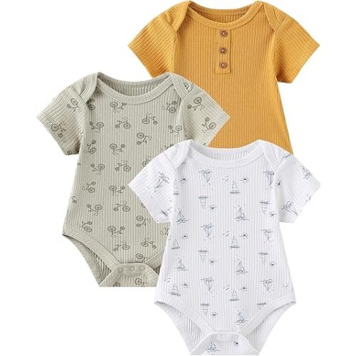 (3-6 Month) Newborn Baby Boy Girl Bodysuits Short Sleeve Summer