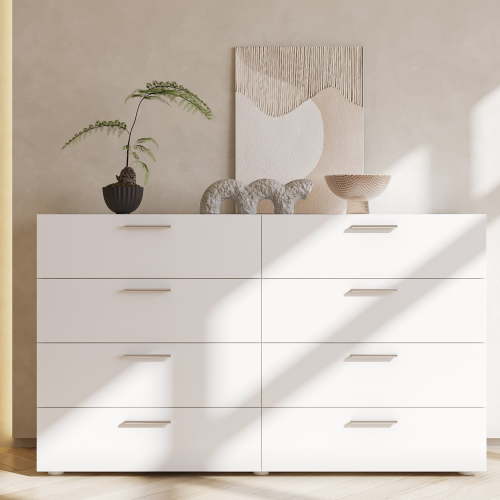 "Ktaxon White Bedroom Dresser, 8 Drawers, Wooden Double Dresser, 55.1"" Wide Storage Cabinet"