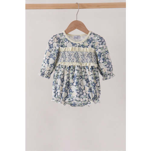 Vintage Floral Smocked Ruffle Bubble