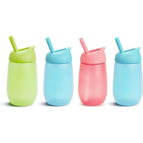 Munchkin® Simple Clean™ Toddler Sippy Cup with Easy Clean Straw, 10 Ounce, 4 Pack, Blue/Green/Pink