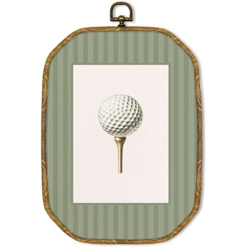GUULIJEEMIY Vintage Golf Nursery Sports Canvas Wall Art Decor, Mens Kids Room Octagon Framed Wall Art Prints, Green Striped Golf Ball Hanging Decor for Kids Boy Nursery Room Bedroom Playroom, 10.2x7in
