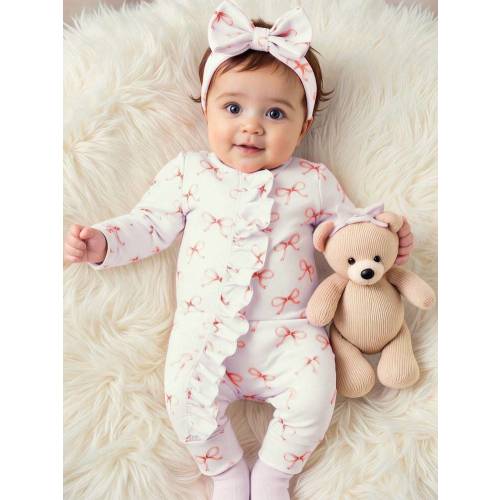 SHEIN Newborn Bow Romper & Headband Photography Outfit And Prop for Sale Australia| New Collection Online| SHEIN Australia