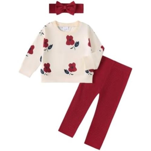 SODLON Toddler Baby Girl Clothes Fall Winter Sweatshirt Pants Outfit 6M-4T