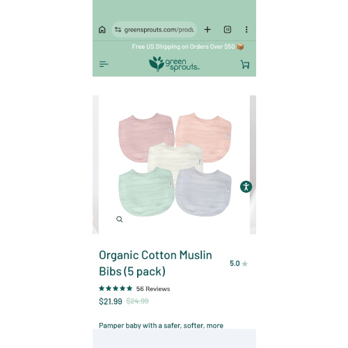 green sprouts® Muslin Bibs made from Organic Cotton (5 pack)