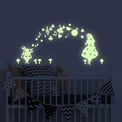Fairy Girl Glow in Dark Wall Stickers, BENBO Stars PVC Vinyl Luminous Wall Decals DIY Wall Stickers for Home Decor Mural Decor Girls Kids Nursery Room Decoration