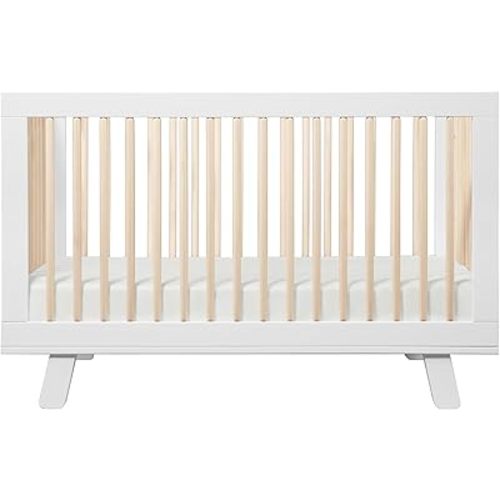 Babyletto Hudson 3-in-1 Convertible Baby Crib, White & Washed Natural