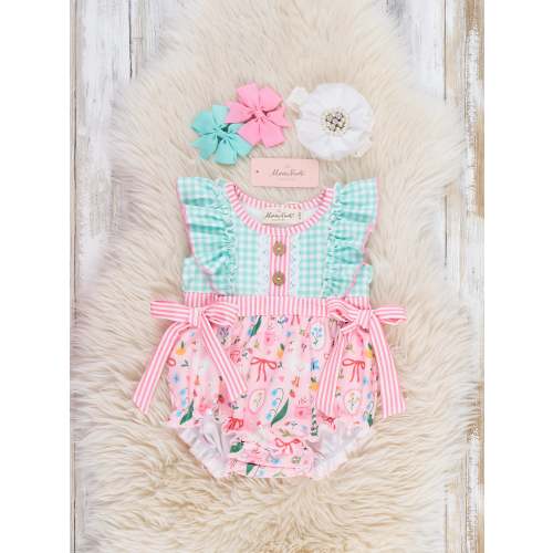 Farmyard Bow Ruffle Bubble Romper