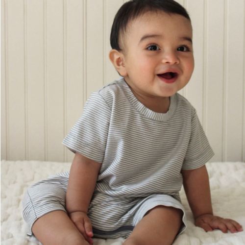 Blue Stripes Cotton Shortie Romper | Baby Apparel | günamüna