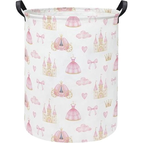 Baby Laundry Hamper kids laundry Basket Waterproof Storage Bin for Bedroom Toy Clothes Organizer Basket Woodland Animals Room Décor(Princess Castle)