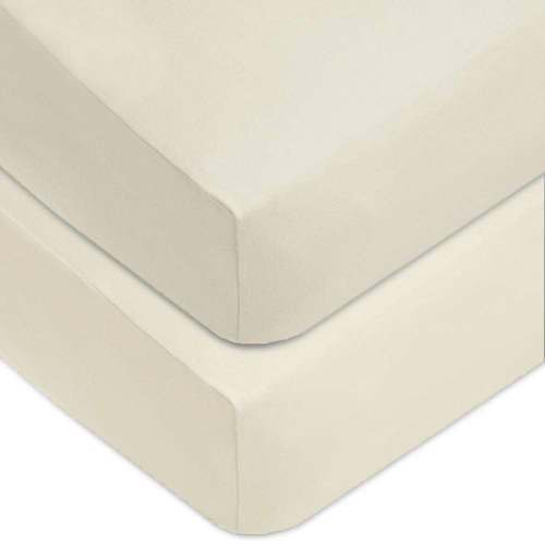 American Baby Company 2 Pack 100% Natural Cotton Fitted Crib Sheets 52" x 28" - Soft, Breathable, Hypoallergenic & Gentle Toddler Bed Sheets, Cream, Neutral for Boys & Girls