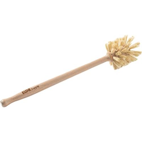 ELDR Supply Bottle Brush, 14in Extra Long German Beechwood Handle, Strong Hemp Bristles, Zero Waste, Cleans and Scrubs Hard to Reach Wide Mouth Jars, Glasses, and Tumblers