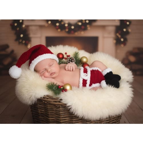 Hand-crochet Santa Baby Outfit – Newborn Photo Prop | Holiday Pants & Hat Set