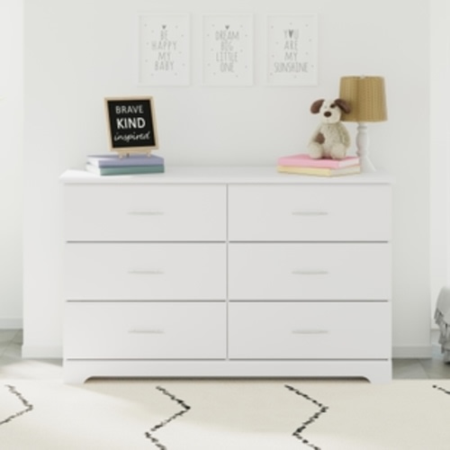 Storkcraft Brookside 6 Drawer Double Dresser- Driftwood Color