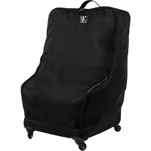 J.L. Childress Spinner Wheelie Padded Car Seat Bag- Travel Bag for Airplane, Fits Most Baby & Infant Car Seats, Boosters, & Carriers, Airport Accessories for Gate Check or Baggage Check- Deluxe, Black