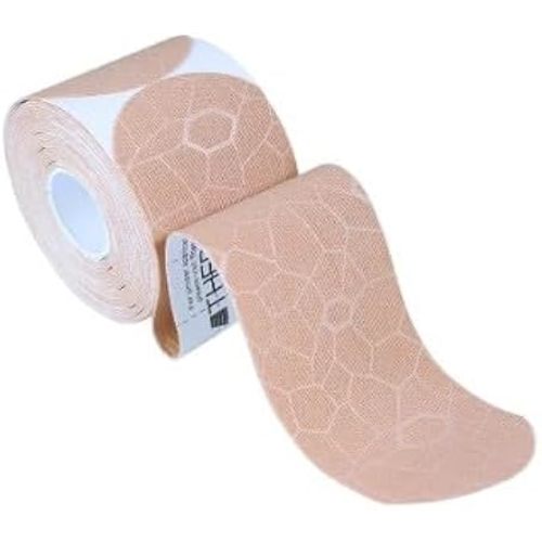 Kinesiology Tape Beige, Waterproof Physio Tape, Standard Roll, 2" X 10" Strips, 20 Precut Strips