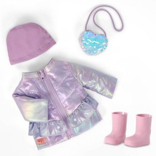 Our Generation Wintery Glam Outfit 18" Doll Coat with Hat, Boots & Purse Accessories: 5-Piece Fashion Set for Girls