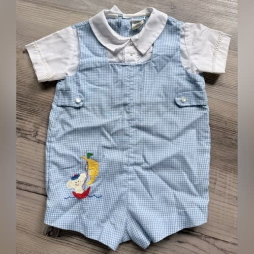 Vintage Nannekins By Nannette Gingham Plaid Romper Size 3-6 Months