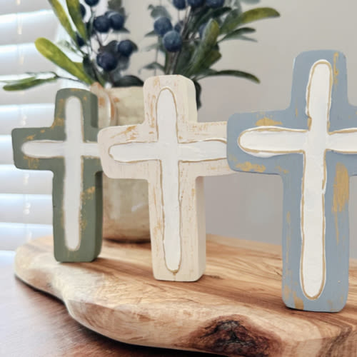 Sage Color Wooden Cross