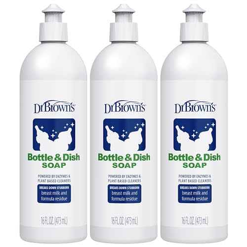 Dr. Brown's Bottle & Dish Soap for Baby Bottles and Baby Accessories, Plant-Derived, Fragrance-Free, 16 fl oz, 3 Pack