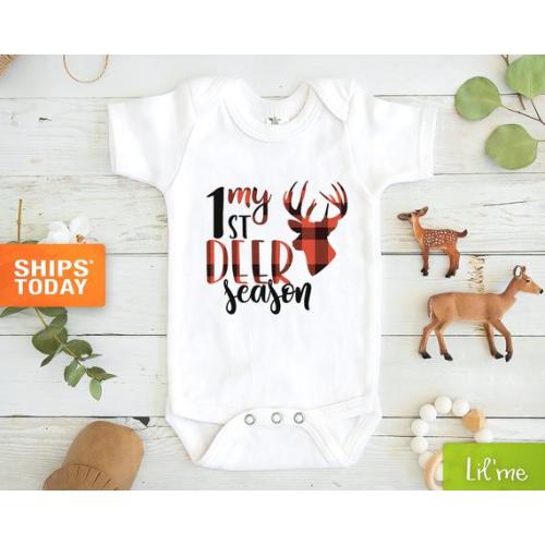 My 1st Deer Season Onesies® - Deer Season Plaid Baby Onesies® - Deer Hunting Baby Gift