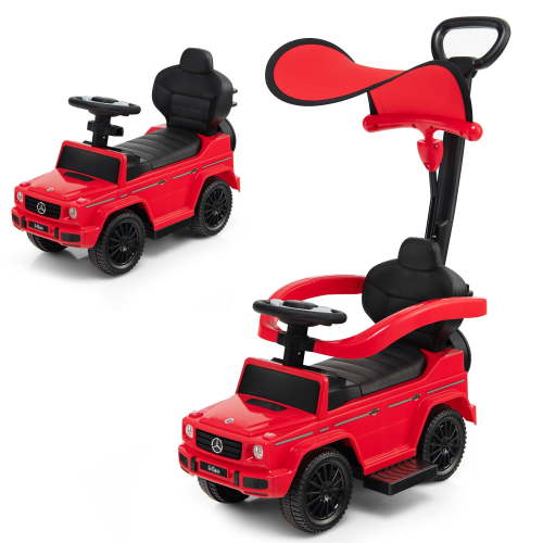 Infans 3 in 1 Ride on Push Car Mercedes Benz G350 Stroller Sliding Car w/ Canopy Red