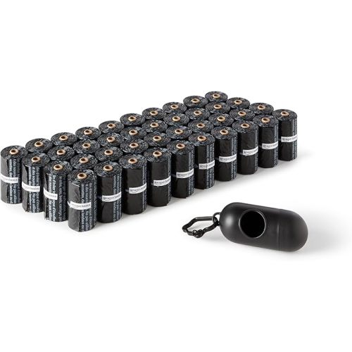 Amazon Basics Dog Poop Leak Proof Bags with Dispenser and Leash Clip, Unscented, 13" x 9", 600 Count